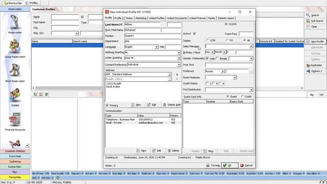 Oracle Hospitality Suite8 Profile смотреть онлайн