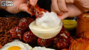 ASMR MUKBANG 직접 만든 양념 치킨먹방! 치즈 통스팸 짜파게티 레시피 & 먹방 FRIED CHICKEN AND BLACK BEAN NOODLES EATING SOUND!