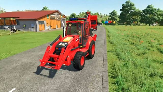 LOADER OF COLORS! TRANSPORTING CAT BACKHOE LOADERS and MINI PORSCHE TRACTORS! Farming Simulator 22 смотреть онлайн