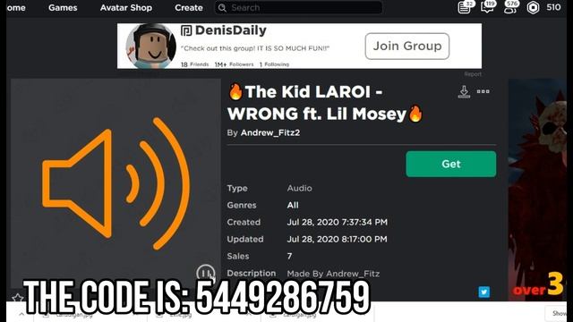 ROBLOX BOOMBOX ID/CODE FOR THE KID LAROI- WRONG FT. LIL MOSEY [FULL SONG] смотреть онлайн