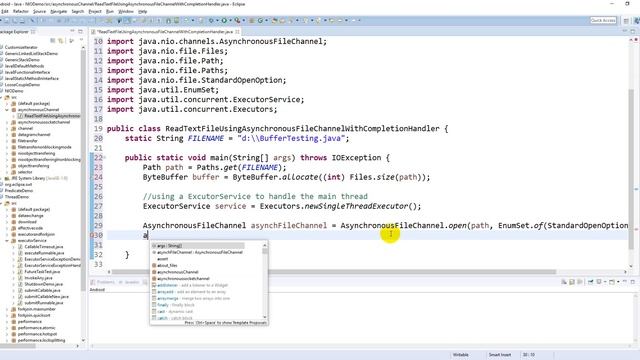 Read file using AsynchronousFileChannel With CompletionHandler - Java NIO смотреть онлайн