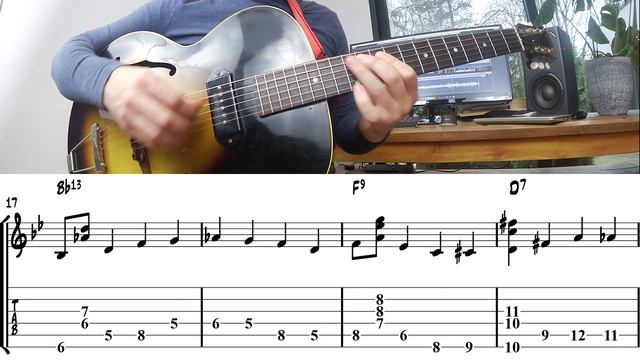 Walking Bass Guitar + Chords - F Blues (Jazz Guitar Lesson) смотреть онлайн