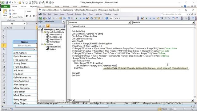 How To Filter Excel Table Data Just By Entering Text In The Header смотреть онлайн