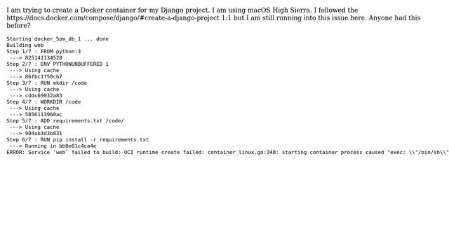 Docker: Service 'web' failed to build (Django application) смотреть онлайн
