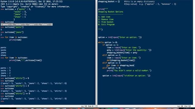 Python Dictionary -- a shopping basket example смотреть онлайн