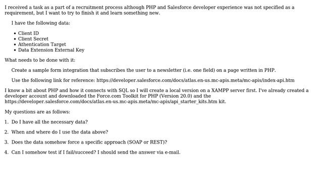 Salesforce: Do I have enough data to create a salesforce php integration as a beginner? смотреть онлайн