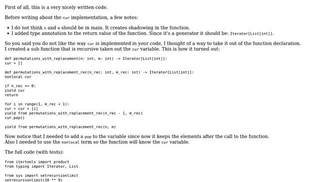 Code Review: Permutations with replacement in Python (2 Solutions!!) смотреть онлайн