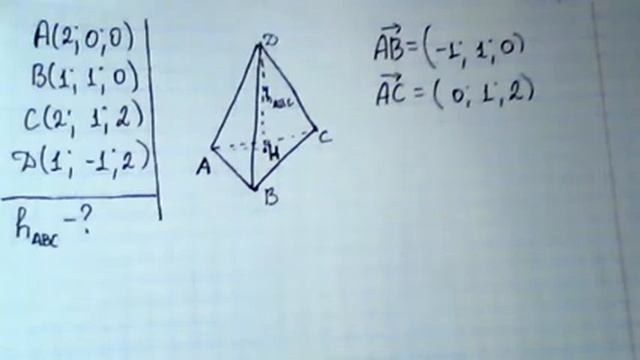 Задача. Знайти довжину висоти опущеної з вершини трикутної піраміди на її основу. смотреть онлайн