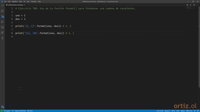Python - Ejercicio 780: Uso de la Función format() para Formatear una Cadena de Caracteres смотреть онлайн