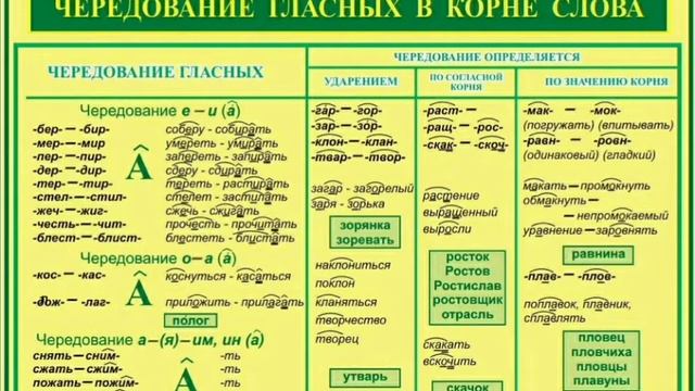 Чередование гласных в корне слова смотреть онлайн