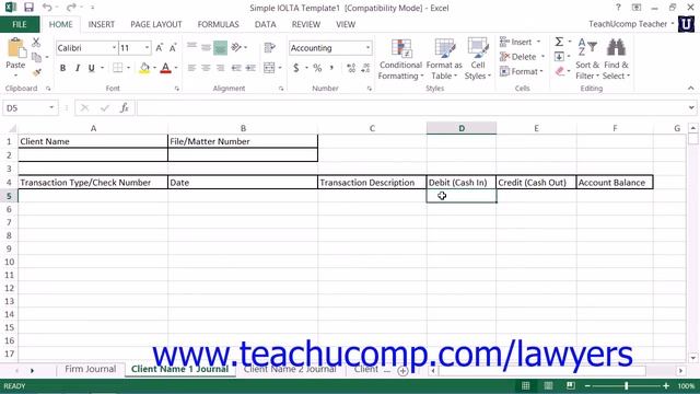 Microsoft Excel 2013 Training for Lawyers: Using the Sample IOLTA Template, Tutorial Lesson 41.3 смотреть онлайн