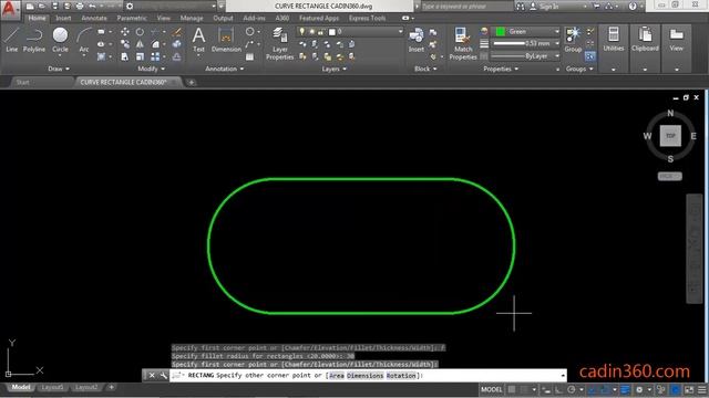 How to Draw Curved Rectangle in AutoCAD 2018 смотреть онлайн
