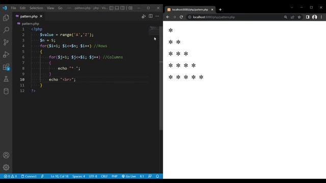A AB ABC ABCD ABCDE in php language || Php programming || Right angle triangle смотреть онлайн