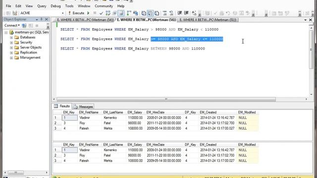 SQL Server - Query Table Record Data via TSQL - BETWEEN Keyword in WHERE clause смотреть онлайн