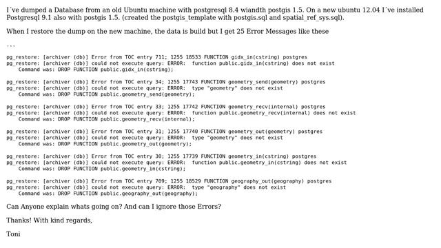 DevOps & SysAdmins: Restore postgres Dump gives Errors: types do not exist смотреть онлайн