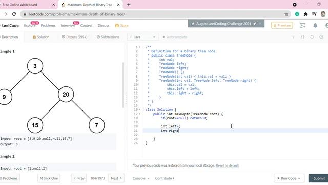 Maximum Depth of Binary Tree-LeetCode-Java смотреть онлайн