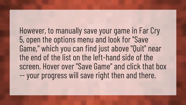 How do you save your game on Far Cry 5? смотреть онлайн