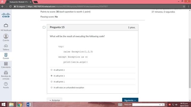 Evaluación: Module 5 test *Programación Python* Resuelto Cisco смотреть онлайн