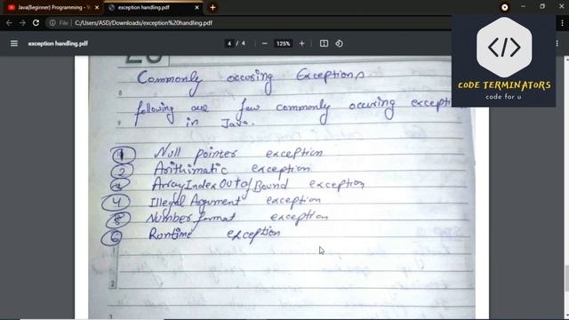 java tutorial 33 Exception handing in java смотреть онлайн