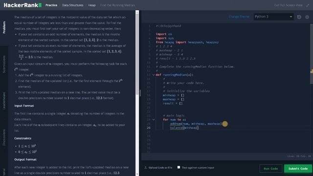 149 - Find the Running Median | Heap | Hackerrank Solution | Python смотреть онлайн