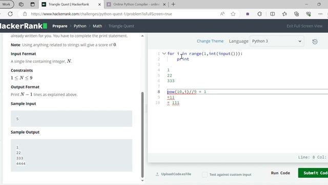 Triangle Quest #40 | Hackerrank | Python Programming | Telugu смотреть онлайн