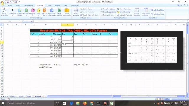 Sin, Cos, Tan, Cosec, Sec, Cot Formula in MS Excel ?% math & Trig MS Excel for beginners. смотреть онлайн