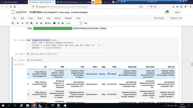 Многоклассовая классификация текста на Python смотреть онлайн