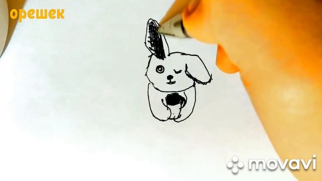 Рисуем кролика с кофе в лапках / орешек / видео 1 / часть 1 | смотреть онлайн
