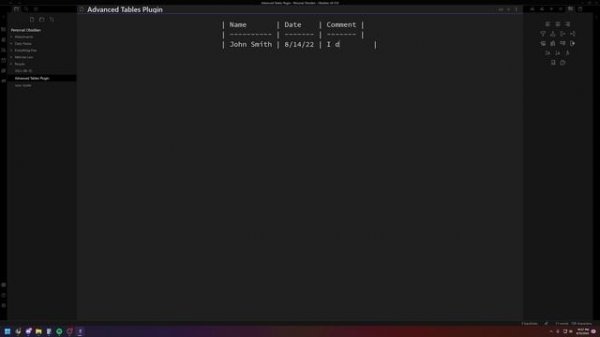 Obsidian - How to Use the Advanced Tables Plugin