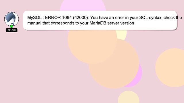 MySQL : ERROR 1064 (42000): You have an error in your SQL syntax; check the manual that corresponds смотреть онлайн