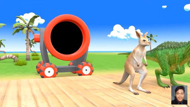 Long Slide Game With Elephant Gorilla Buffalo Hippopotamus Tiger - 3d Animal Game - Funny 3d Animal