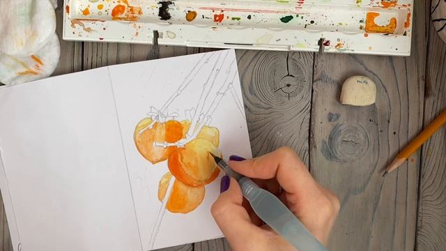 Рисунок Акварелью! Хурма! Учусь рисовать! смотреть онлайн