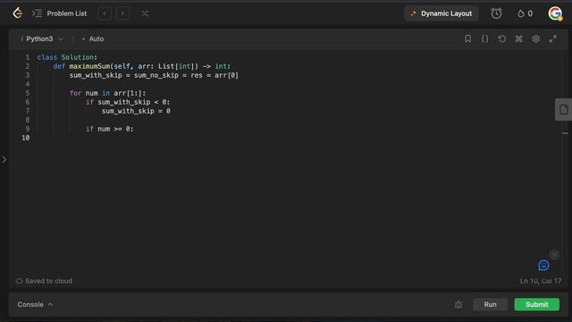 MAXIMUM SUBARRAY SUM WITH ONE DELETION | LEETCODE 1186 | PYTHON смотреть онлайн