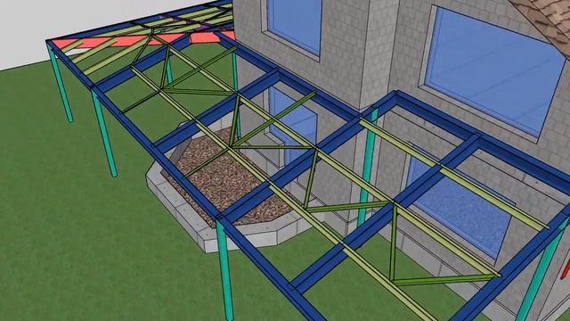 Проект дома с навесом под мягкую кровлю, с увеличенным углом наклона. смотреть онлайн