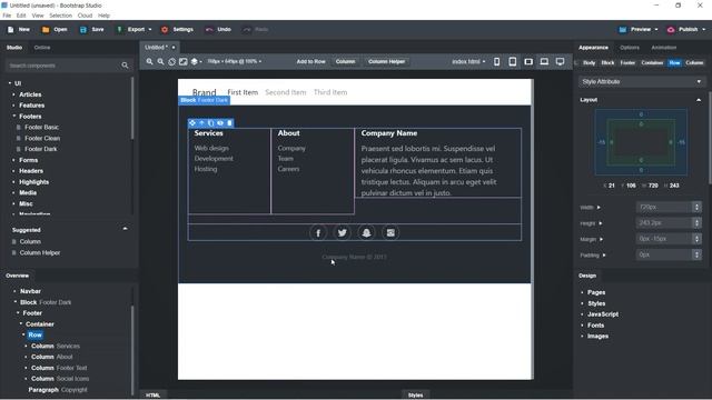 Bootstrap Studio | Footer смотреть онлайн