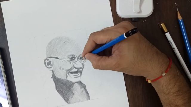 Sketch of Mahatma Gandhi without using paper stamp only graphite pencils смотреть онлайн