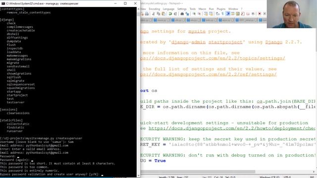 Python Basics Tutorial Django Manage Create SuperUser смотреть онлайн