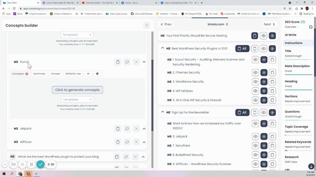 Creating a informative blog about wordpress security plugin using Outranking.io смотреть онлайн