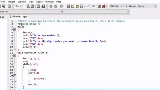 #44 Write a function to remove all occurrence of a given digit from a given number. смотреть онлайн