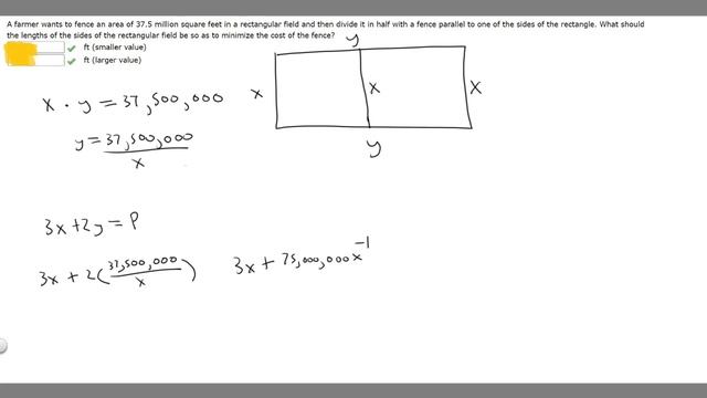 What should the lengths of the sides of the rectangular field be to minimize the cost of the fence? смотреть онлайн