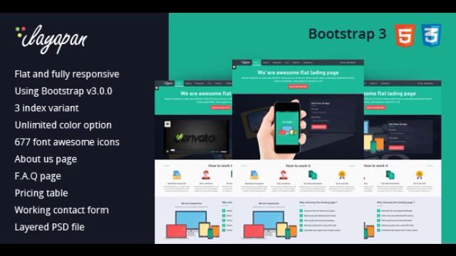 Preview Layapan bootstrap flat and responsive landingpage смотреть онлайн