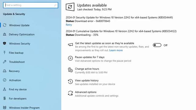 Solution: 2024–01 Security Update for Windows (KB5034441 KB5034439). 0x8024200B 0x80070643 смотреть онлайн