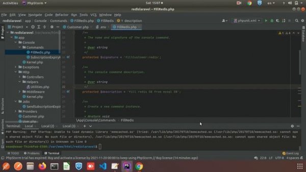 Redis + Laravel Tutorial #16 fill Redis DB from customers table real examples