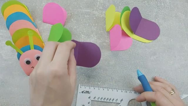 DIY - Гусеница из бумаги, очень просто. Поделки для детей. Сaterpillar made of paper смотреть онлайн
