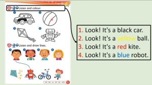 Kid's Box Starter - Unit 4 - My Toys - 3 - Listen and colour.