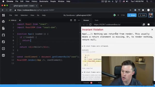 ReactJS: "Nothing was returned from render" - What the Error? смотреть онлайн