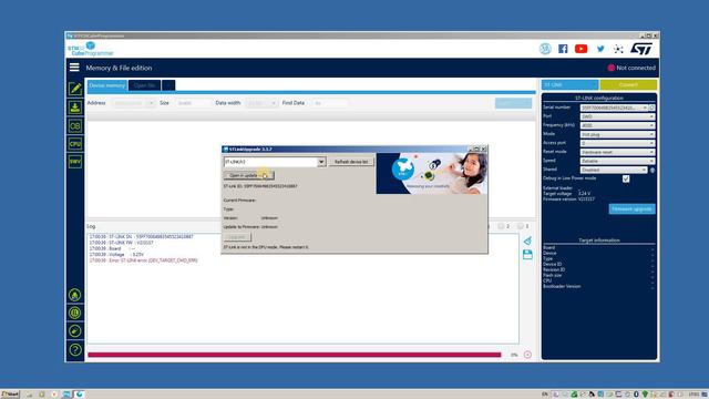 Если, вдруг, программатор ST-Link дает ошибку.