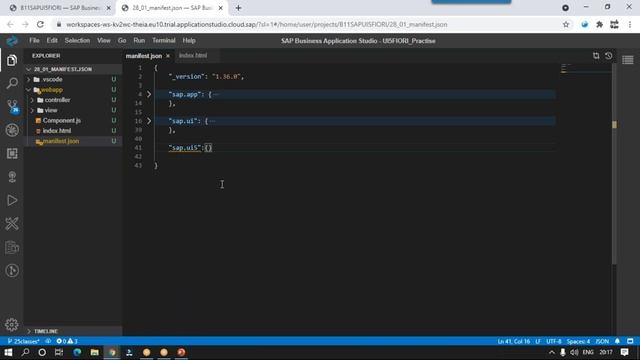 B11 - 28 - manifest.json r application descriptor, _version,sap.app,sap.ui, sa.ui5 | Surya Training смотреть онлайн