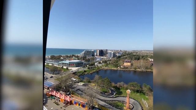 Колесо обозрения в парке аттракционов в Анапе. Вид с высоты 70 метров. Цена 250 рублей в апреле 23г смотреть онлайн