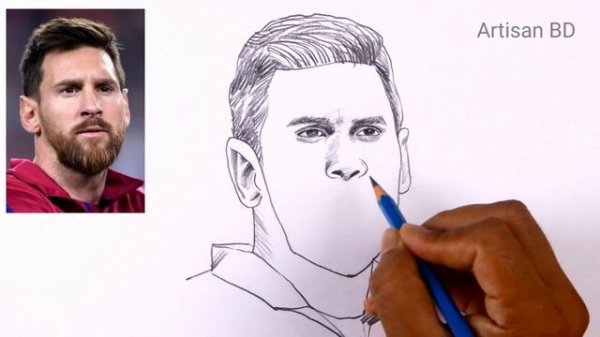 Realistic Portrait Leo Messi Pencil Sketch | Messi Inter Miami #messi
